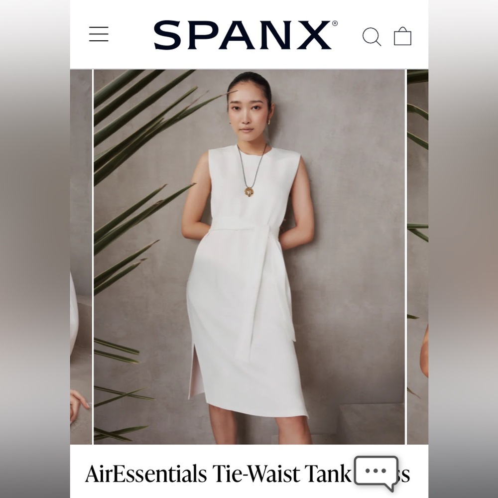 Spanx White Sleeveless Tie-Waist Dress